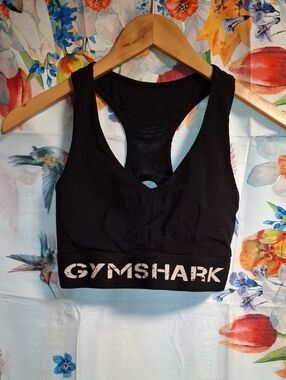 Gymshark Black Logo Racerback Sports Bra Size Small